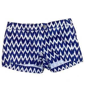 J. Crew Stretch Shorts Blue Chevron Size 6